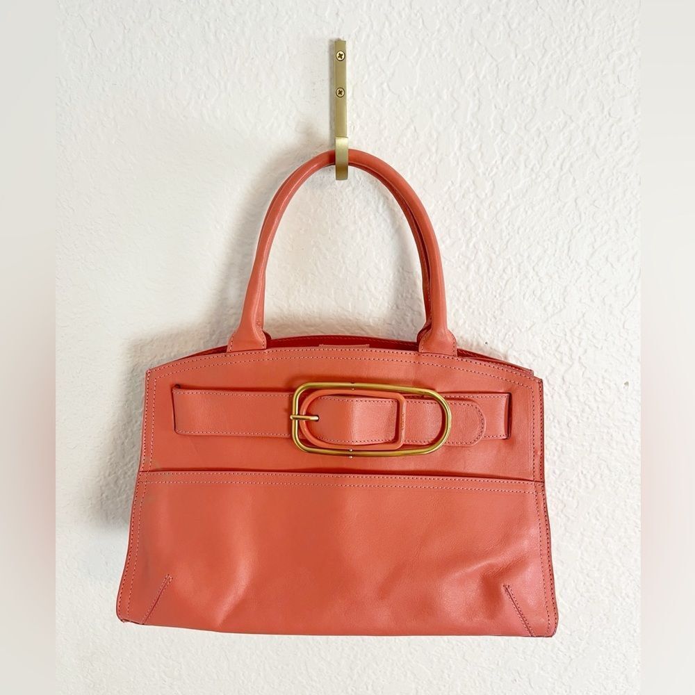 FURLA Coral Pink Leather Top Handle shoulder Tote Bag - Picture 3 of 16